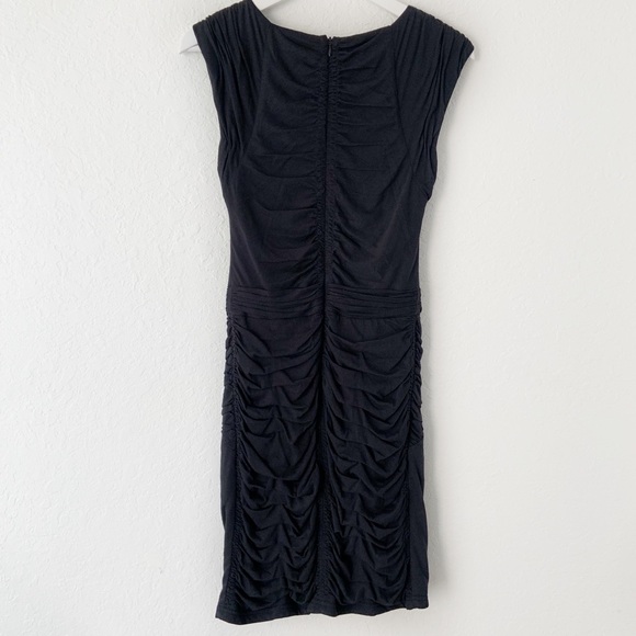 Rebecca Taylor Little Black Dress Midi Ruched Small - Picture 7 of 9